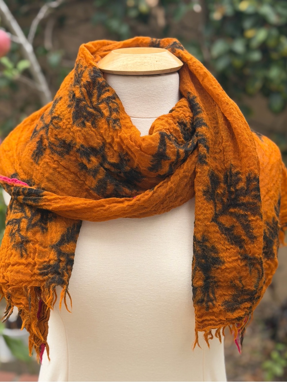 Rust Orange Patterned Women's Scarf